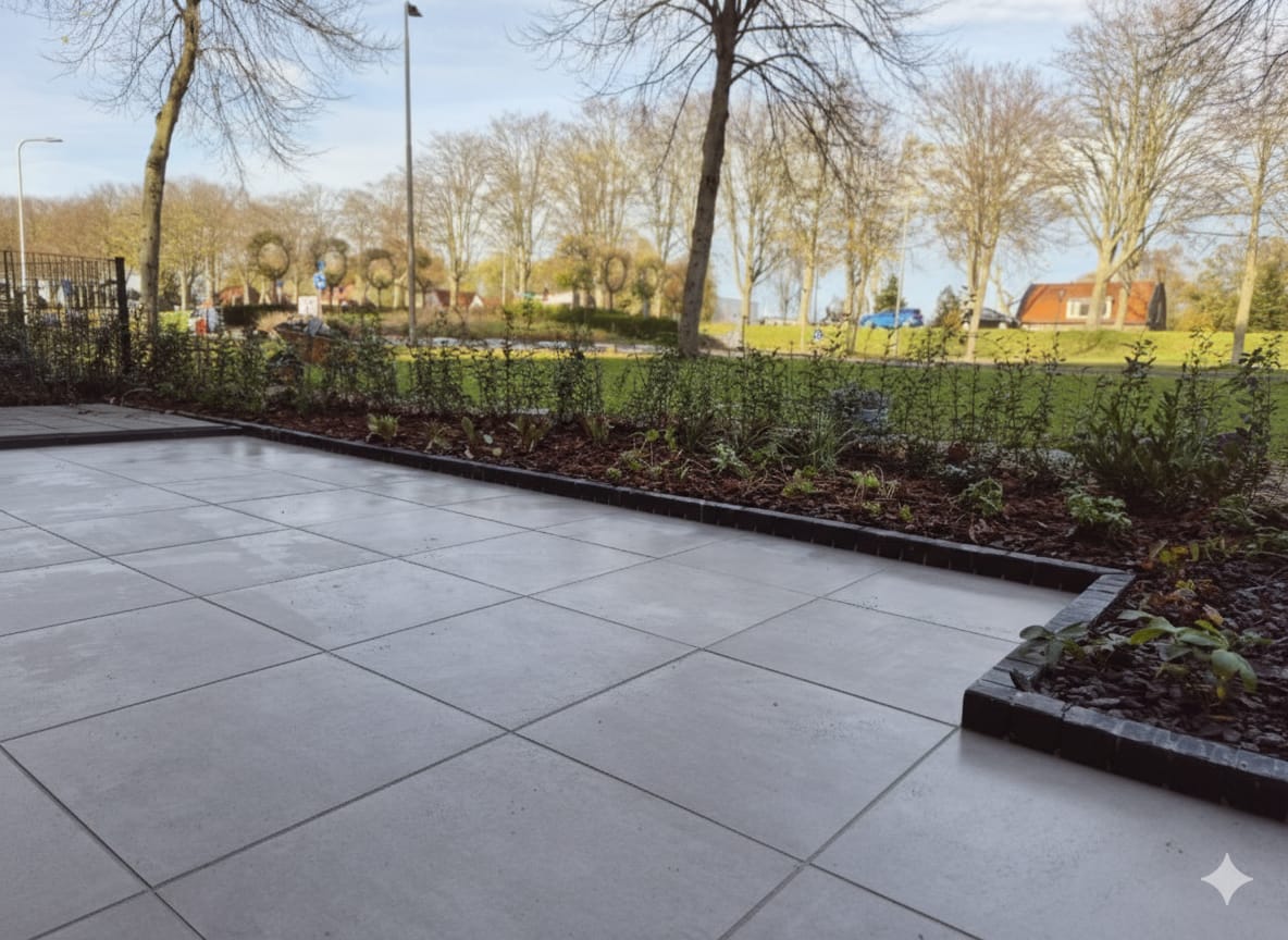 Afbeelding van project Onderhoudsarme tuin met keramische tegels in Oud-Beijerland